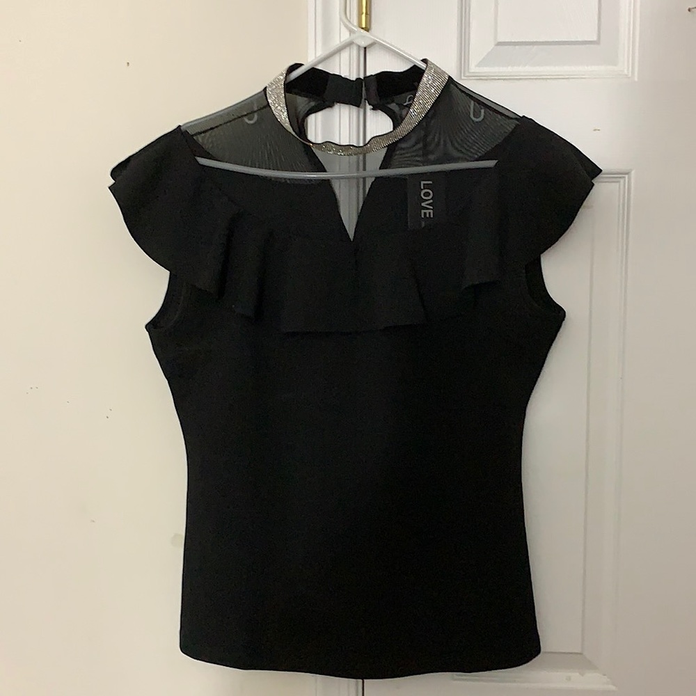 Love University (Black) Top / Silver collar